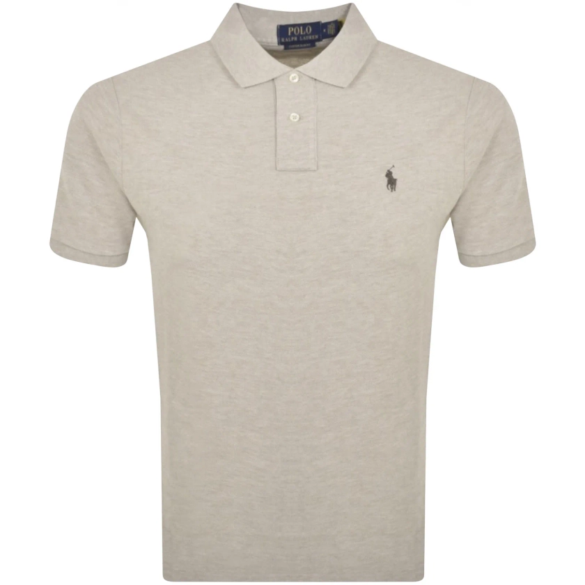 Ralph Lauren Custom Slim Polo T Shirt Grey | Mainline Menswear 