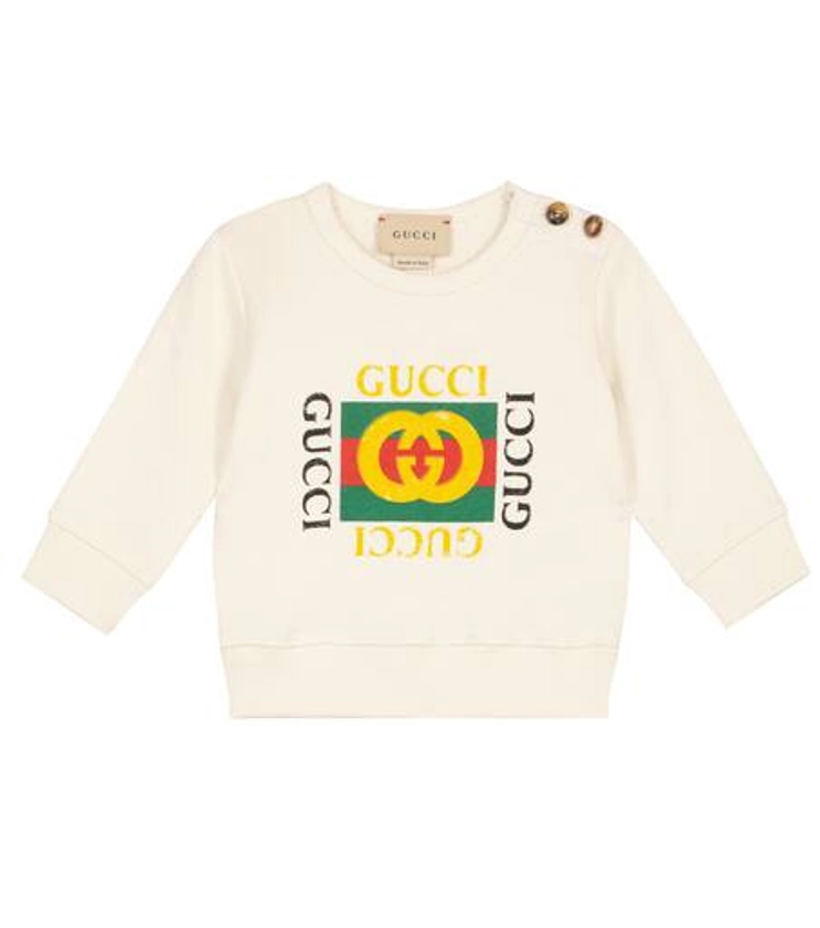 Baby logo cotton sweater in white - Gucci Kids | Mytheresa