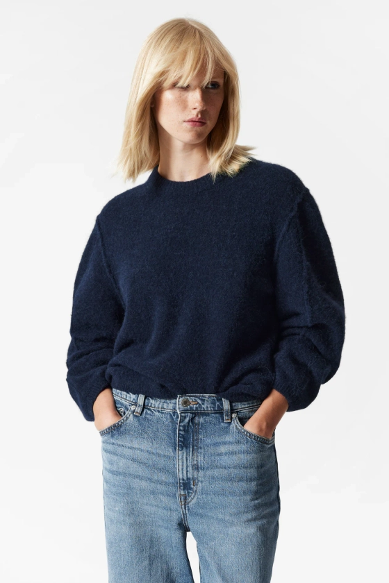 Gebreide trui van alpacawolmix - Marineblauw - DAMES | H&M NL