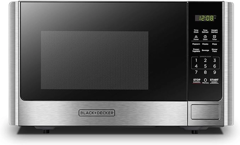 Amazon.com: BLACK+DECKER Digital Microwave Oven with Turntable Push-Button Door, Child Safety Lock, Stainless Steel, 0.9 Cu Ft: Home & Kitchen