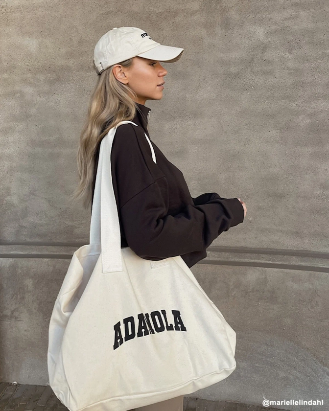 Varsity Tote Bag - Cream/Black