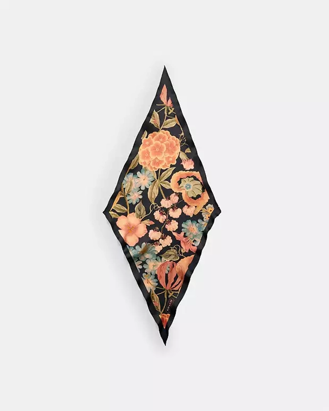 COACH® | Floral Print Silk Diamond Scarf