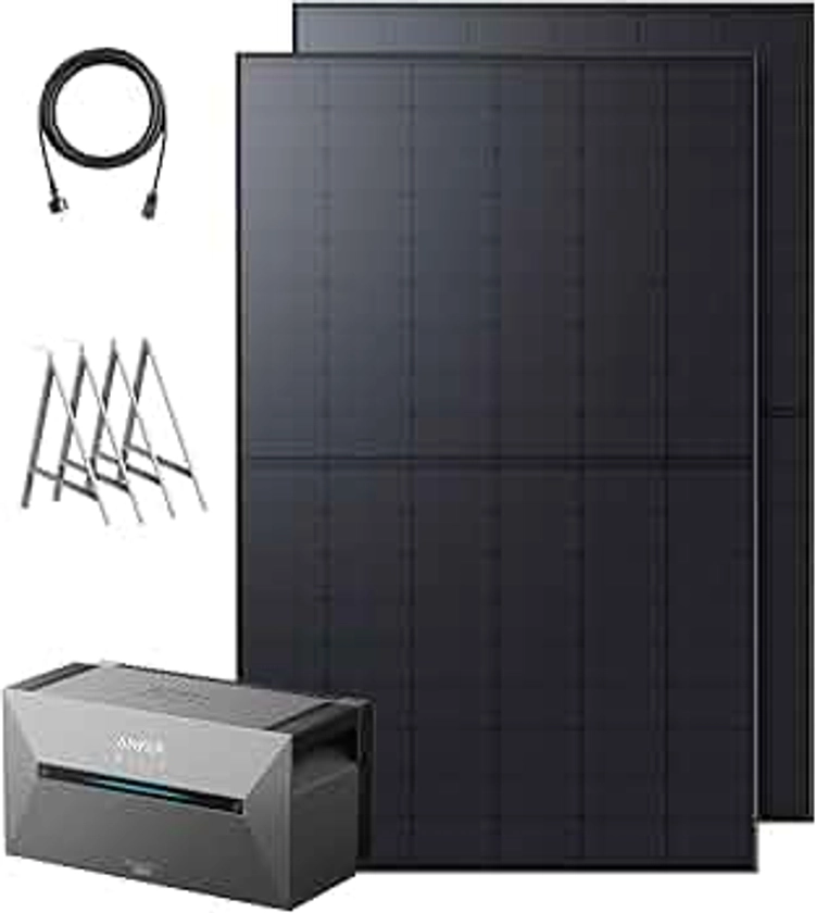 Anker SOLIX kit solaire avec batterie (870 W | 1 600 Wh), Solarbank 2 E1600 Plus (1 600 Wh), 2 panneaux solaires RS40T (435 W), supports, capacité max. 9,6 kWh, installation Plug&Play