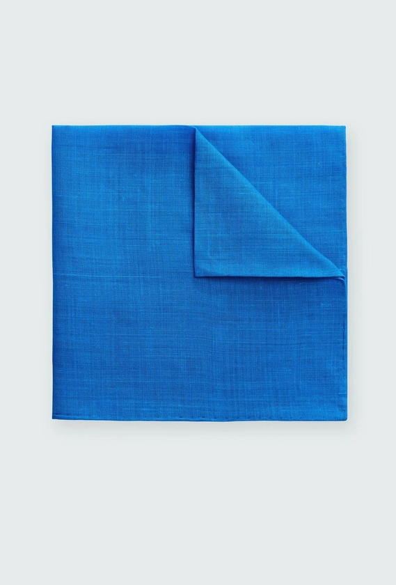 Bright Blue Cotton Linen Pocket Sqaure | INDOCHINO Accessories