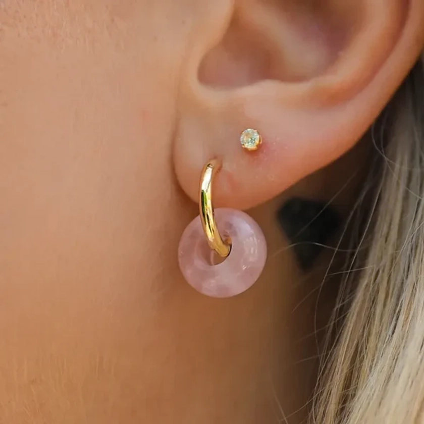 Boucle d'Oreille Quartz Rose "Lithothérapie"