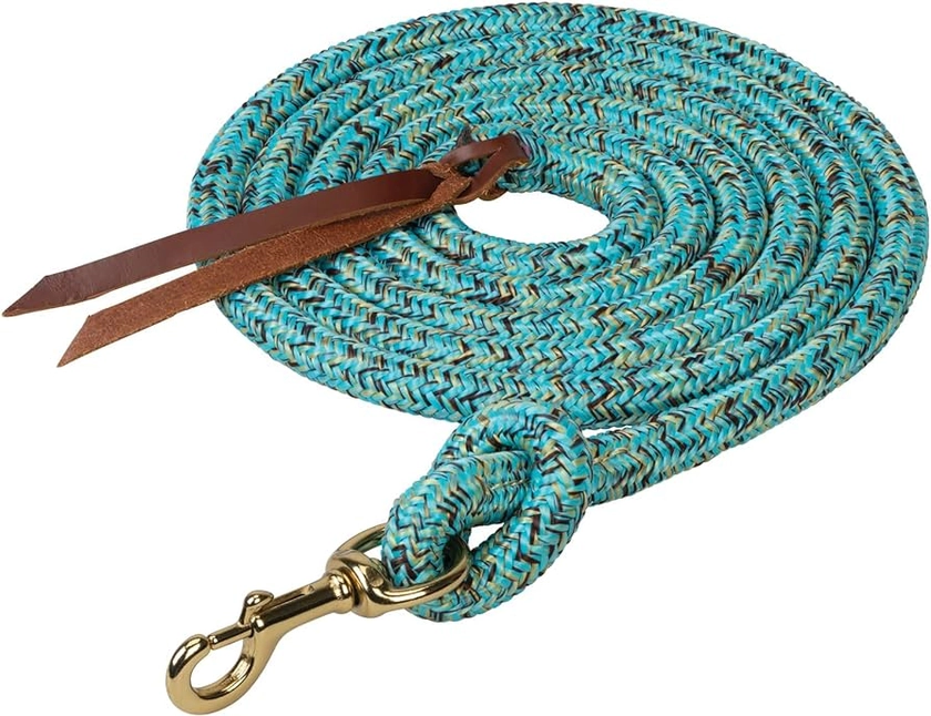 Weaver Leather Poly Cowboy Lead with Snap, 5/8" x 10', Turquoise/Brown/Tan