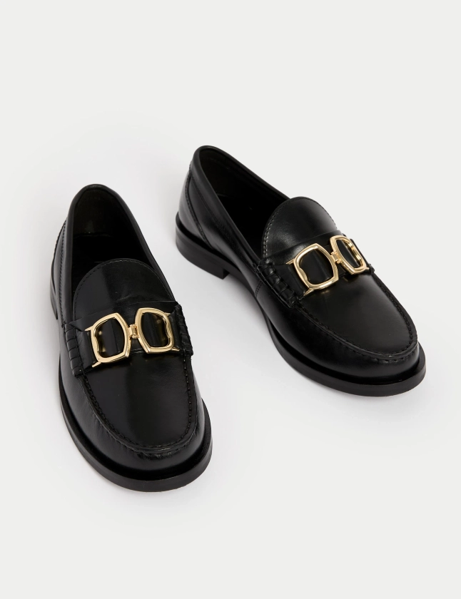 Leather Block Heel Loafers | M&S Collection | M&S