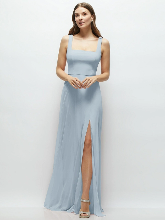 Square Neck Chiffon Maxi Dress with Circle Skirt