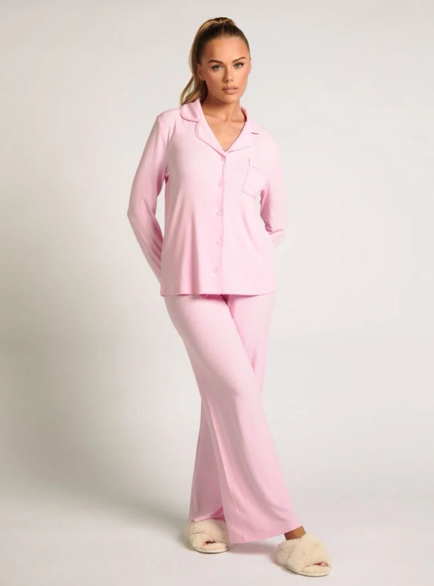 Ribbed Modal Wide Leg Pyjama Trousers | Boux Avenue