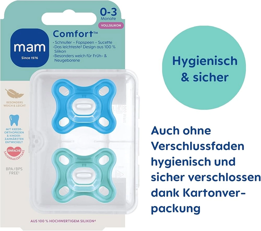 MAM Silicone confort 0-3 DP bleu : Amazon.fr: Bébé et Puériculture