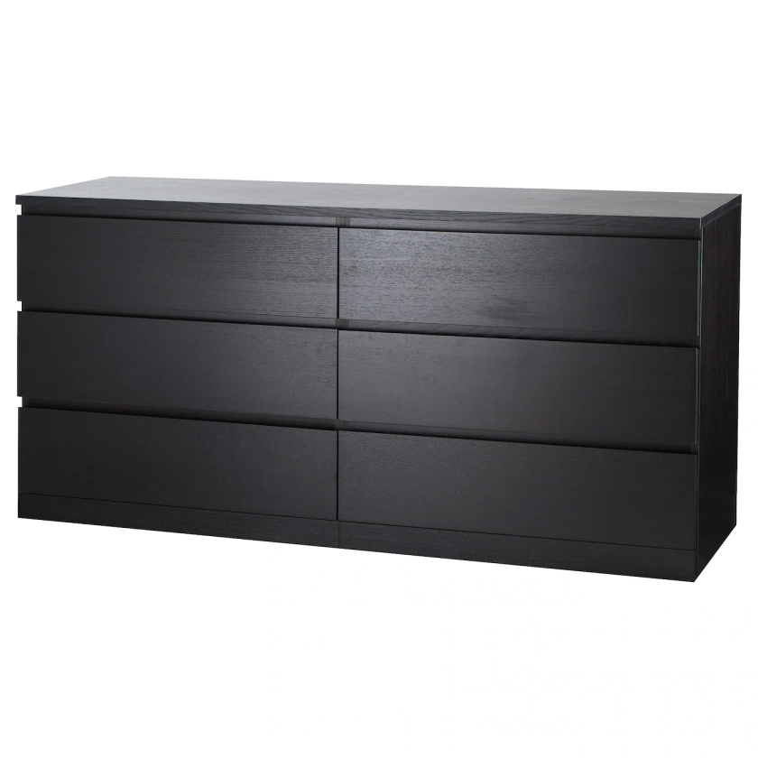 MALM 6-drawer dresser, black-brown, 63x303/4" - IKEA