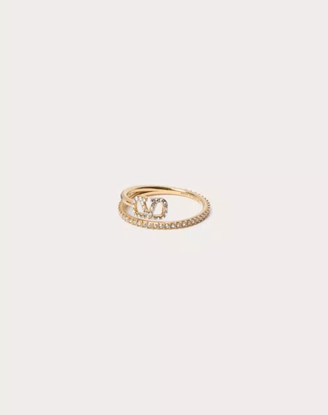 Vlogo Signature And Swarovski® Crystal Ring for Woman in Gold | Valentino PT