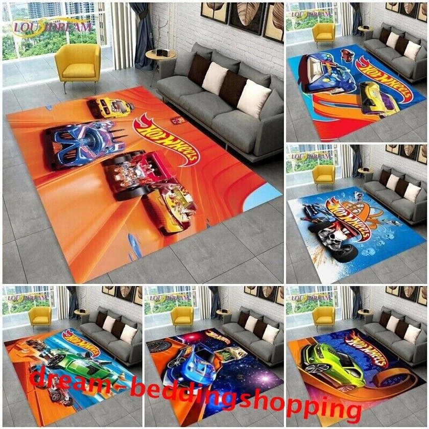 Hot Wheels Anti-Slip Floor Rugs Carpets Living Room Bedroom Mats Doormat Gift UK