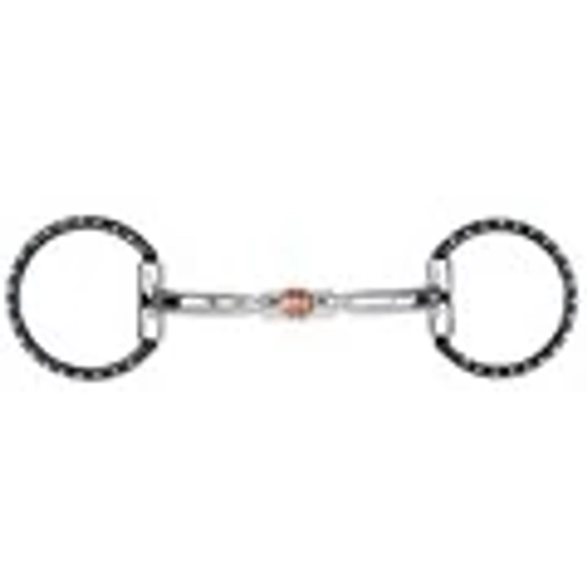 Myler Black Western Dee with Stainless Steel Dots, Sweet Iron Comfort Snaffle with Copper Roller MB 03