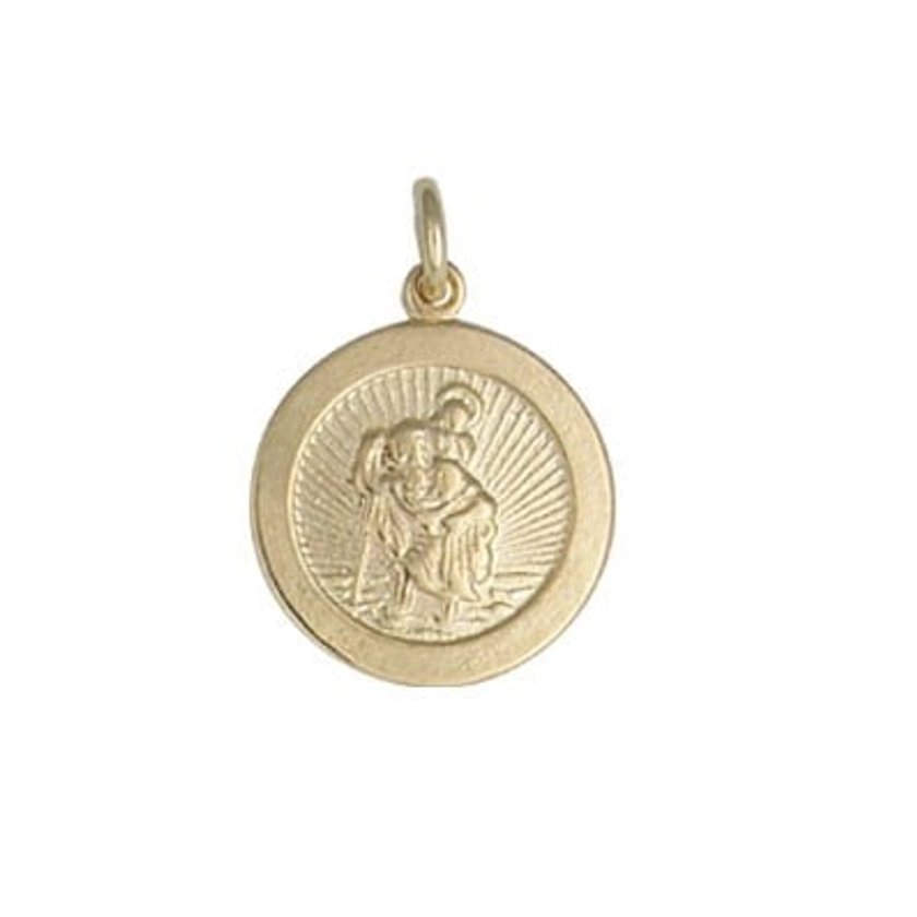 9ct Yellow Gold Small Round St Christopher Pendant