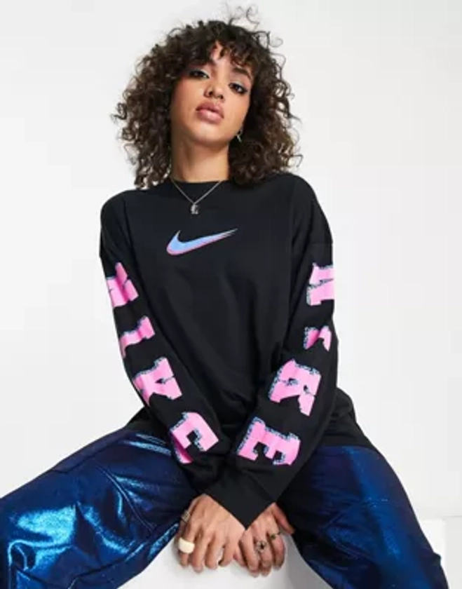 Nike Sportswear graphic long sleeve t-shirt in black | ASOS