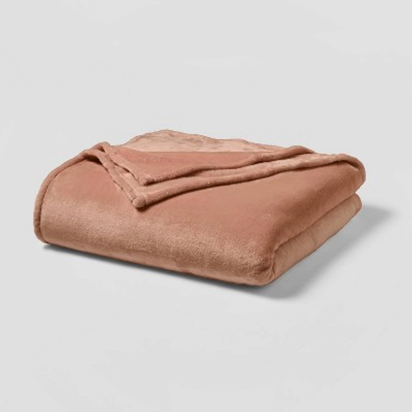 King Microplush Solid Bed Blanket Rust - Threshold™
