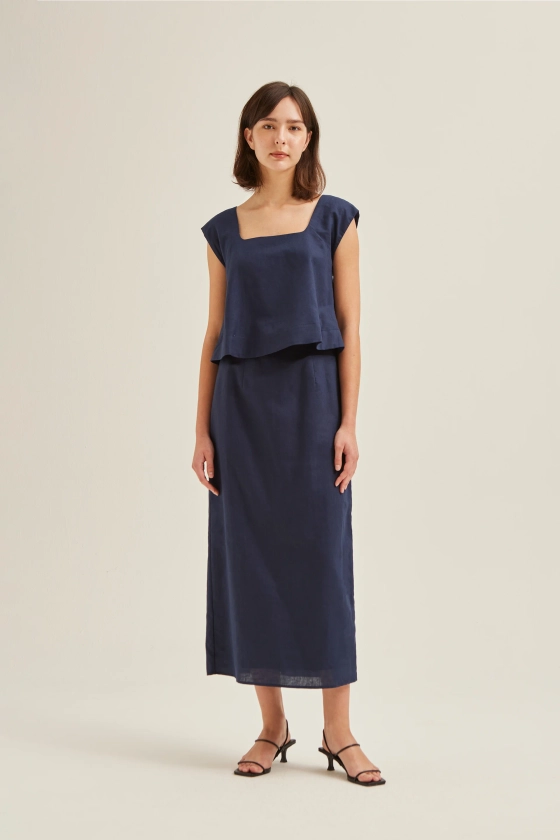 Square-Neck Linen Top