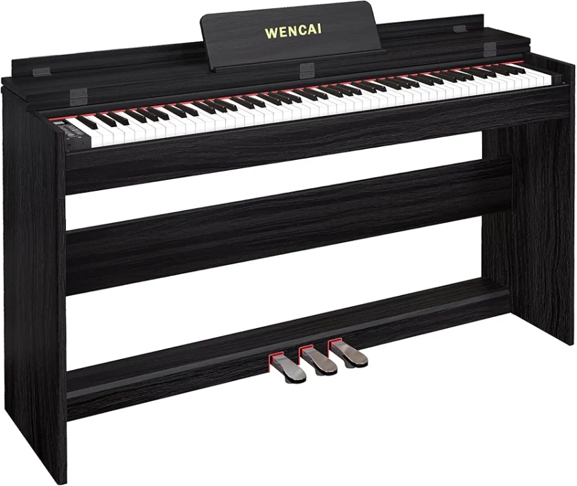 Amazon.com: WENCAI 88 Key Fully Weighted Digital Piano Keyboard, 88 Keys Hammer Action Electric Pianos, Wooden Classic Upright Electronic Piano for Beginner, Professional, Midi Compatible, Triple Pedal (Black) : Musical Instruments