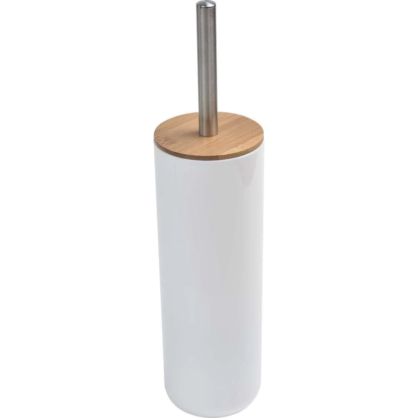 BROSSE WC AVEC COUVERCLE BAMBOU BLANC