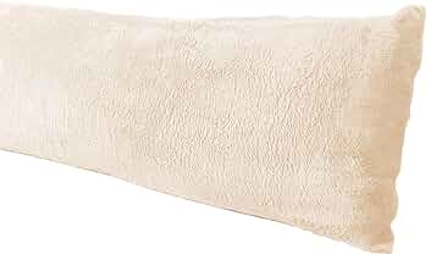 Extra Soft Body Pillow Cover, Sherpa/Microplush Material, 20x54 Inches, Zipper Closure (Cream)