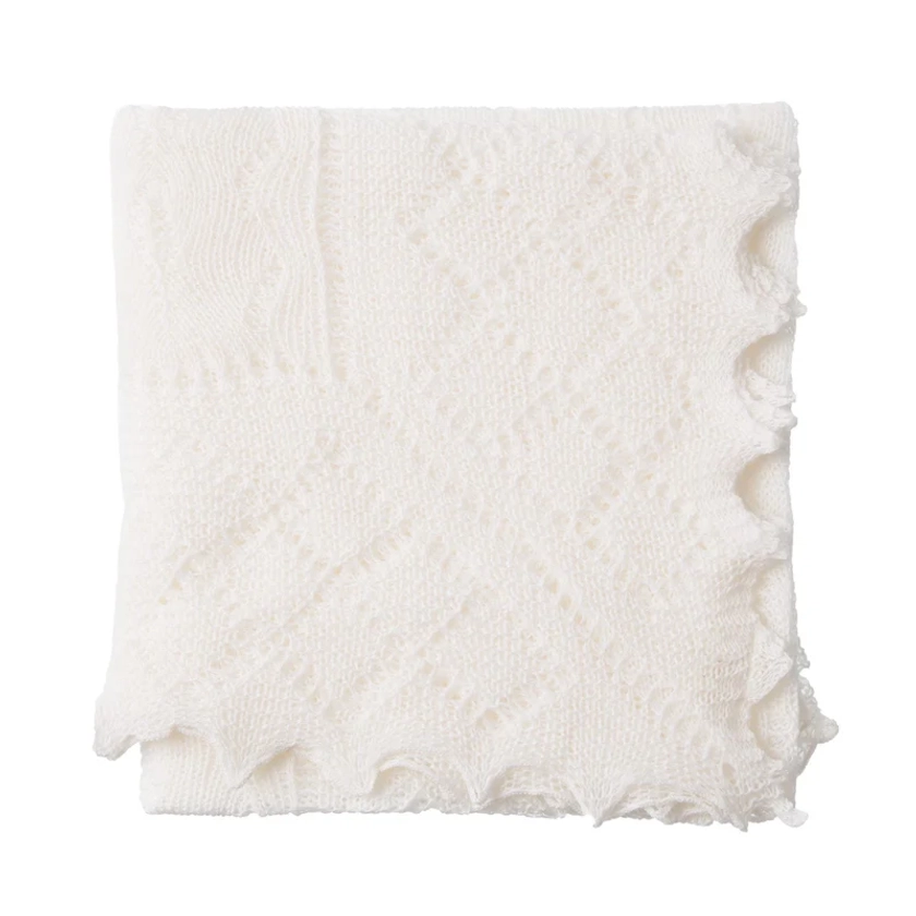 Traditional Wool Baby Shawl | Ivory | The Wool Company