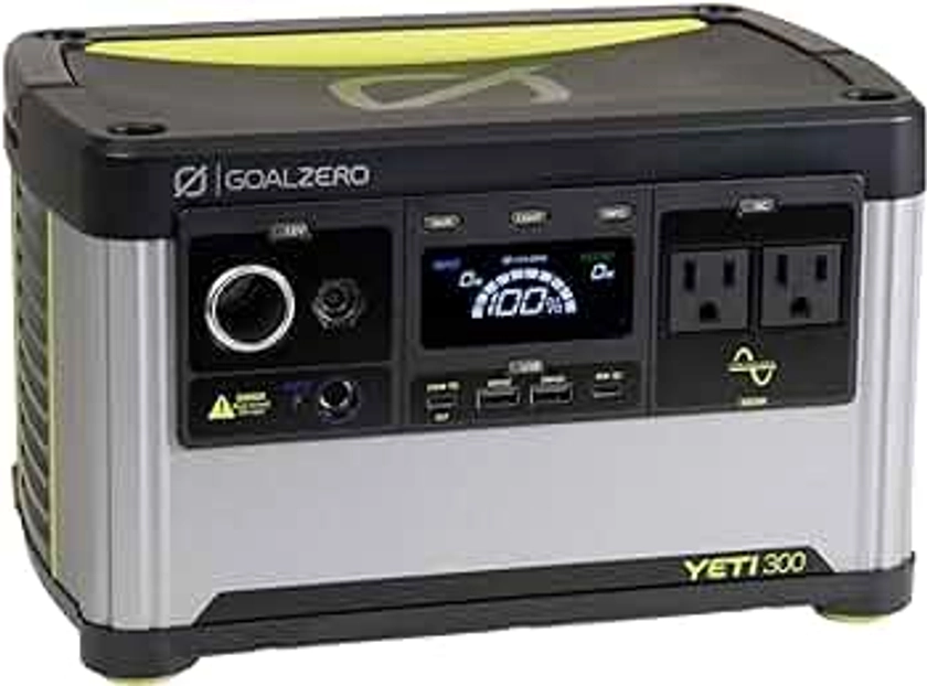 Goal Zero Yeti Portable Power Station, Yeti 300, 297 Watt Hour LiFePO4 Battery, Water resistant & Dustproof Solar Generator For Outdoors, Camping, Tailgating, & Home, Clean Renewable Off-Grid Power