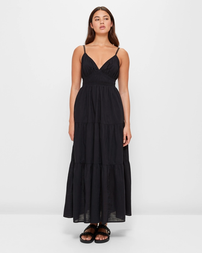 Strappy V-Neck Midi Dress - Lily Loves - Black