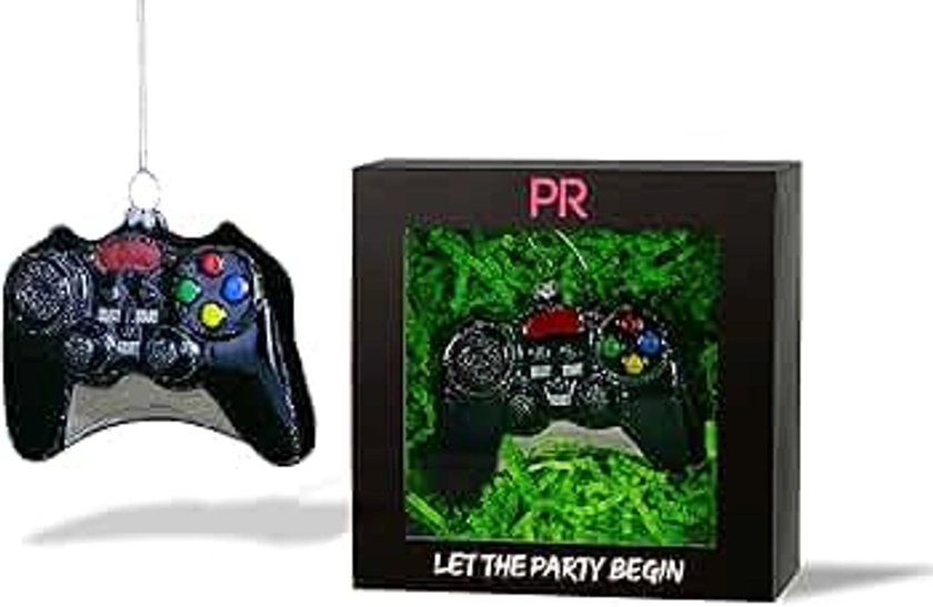 Party Rock | Black Video Game Controller Glass Ornament | Entertainment Collection