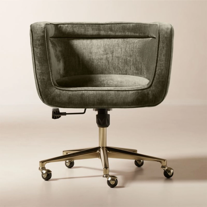 Borda Green Performance Velvet Swivel Office Chair + Reviews | CB2