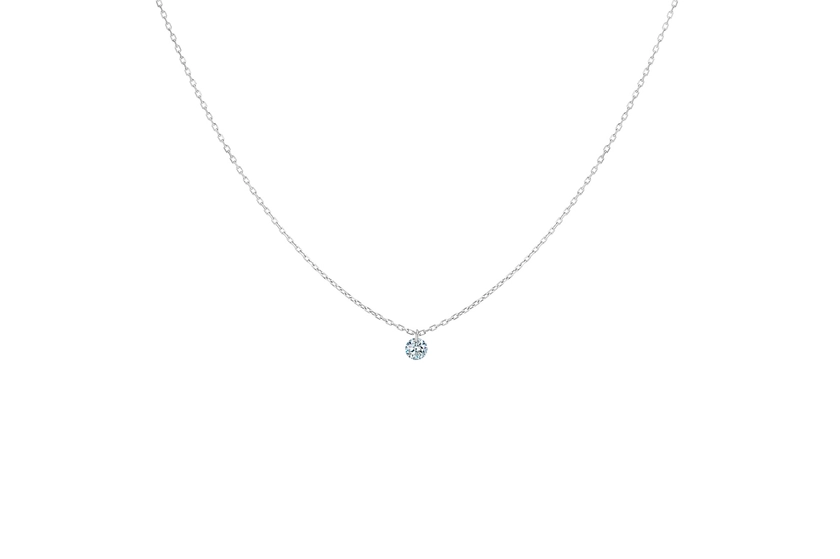 Collier 360° diamant solitaire - or blanc - La Brune et la Blonde