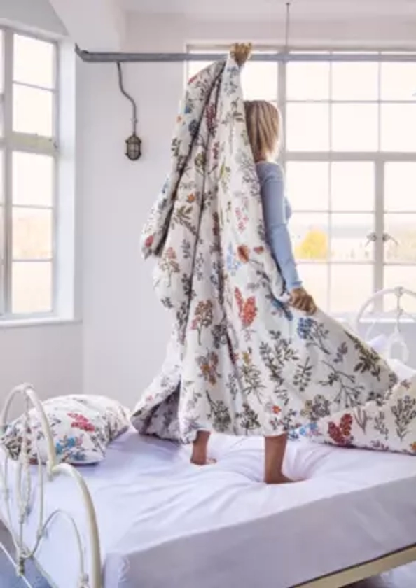 Ensemble housse de couette à imprimé floral Myla blanc