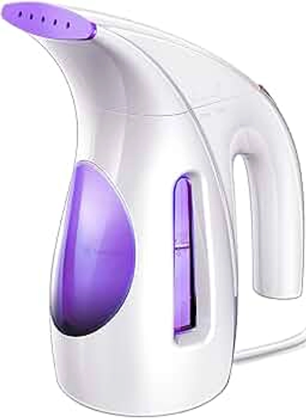 HiLIFE Steamer for Clothes, Portable Handheld Design, 240ml Big Capacity, 700W, Strong Penetrating Steam, Removes Wrinkle, for Home, Office & Travel (Purple)