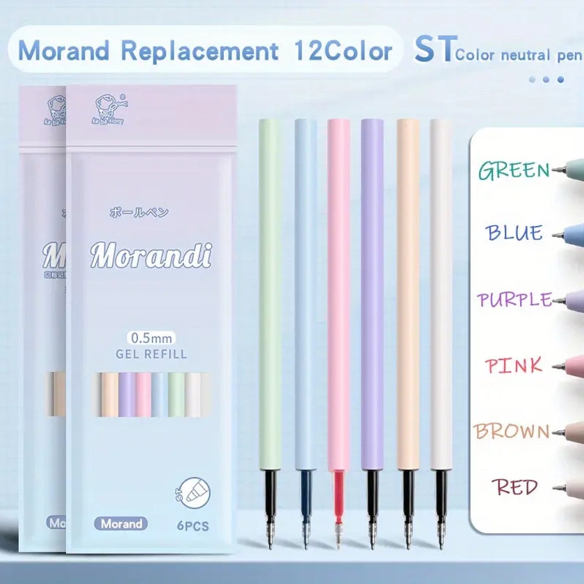 6pcs Multi-color Gel Pen Morandi Color Pen Quick-drying Marker Pen Marking Key Water Pen Color Press Ballpoint Pen For Note-taking