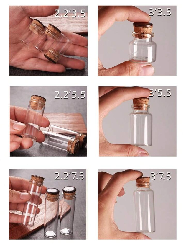 12pcs/6pcs -5ml/10ml/15ml/20ml/30ml Micro Glass Jar With StopperMicro Glass Jar With Stopper Miniature And Play Glass Jar Wood Stopper Jars Crystal Spell Jars Apothecary Bottles Mini Jars With Stopper Mini Cork Glasses Micro Toys Bottle Glass Bottle Child Mini Clear Glass Jars Bottles With Cork Stoppers For Arts & Crafts, Projects, Decoration, Party Favors