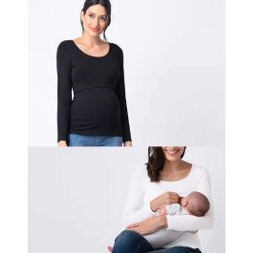 Maternity & Nursing Tops – Black & White Twin Pack