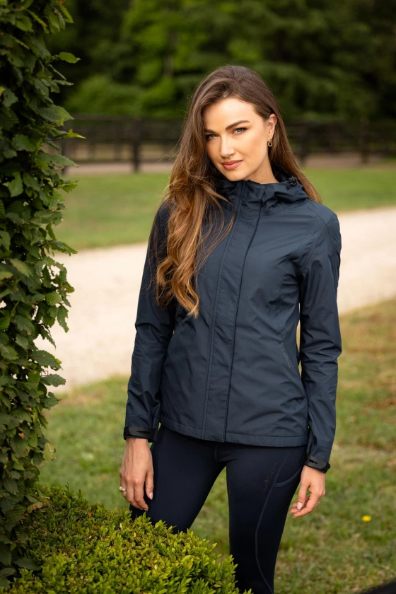 Buy the LeMieux Navy Isla Short Waterproof Jacket| Online for Equine