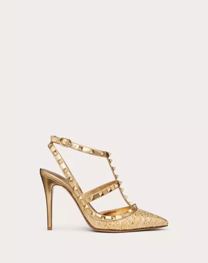 Rockstud Ankle Strap Patent-leather Pump With Tonal Studs 100 Mm for Woman in Pink Pp | Valentino US