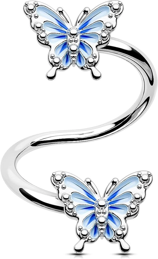 OUFER Twist Cartilage Piercing Jewelry, Butterfly Cartilage Earrings，316L Stainless Steel Lip Labret Jewelry, 16G Helix Conch Earrings For Women And Men