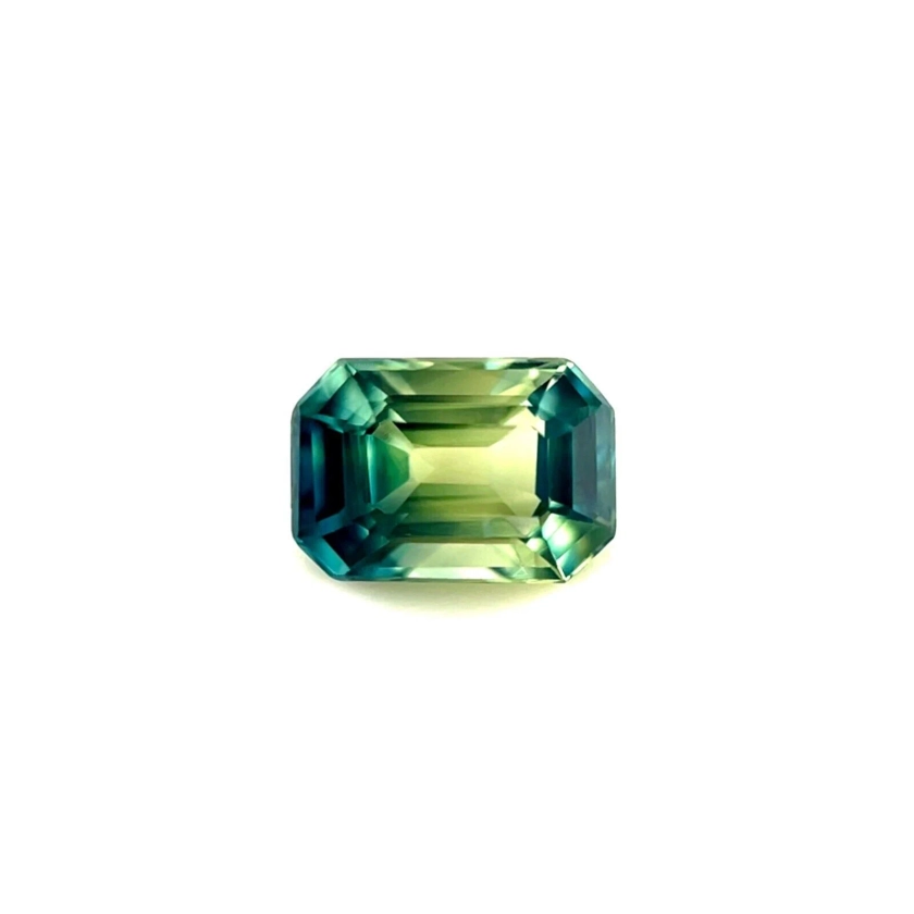 GIA CERTIFIED Bi Colour Sapphire Blue Yellow 1.13ct Octagon Emerald