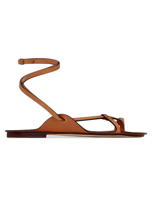 Saint Laurent Isla Flat Sandals in Smooth Leather