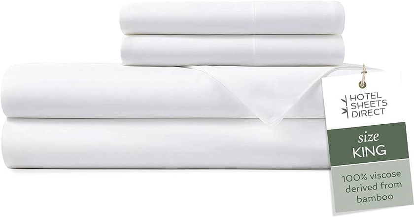 Amazon.com: Hotel Sheets Direct 100% Viscose Derived from Bamboo Sheets King Size - Cooling Bed Sheets with 2 Pillowcases - Breathable, Moisture Wicking & Silky Soft Sheets Set- White : Home & Kitchen