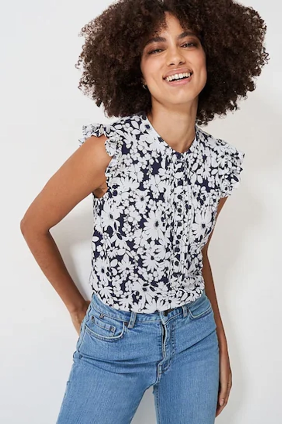 Crew Clothing Floral Print Ruffle Sleeve Blouse