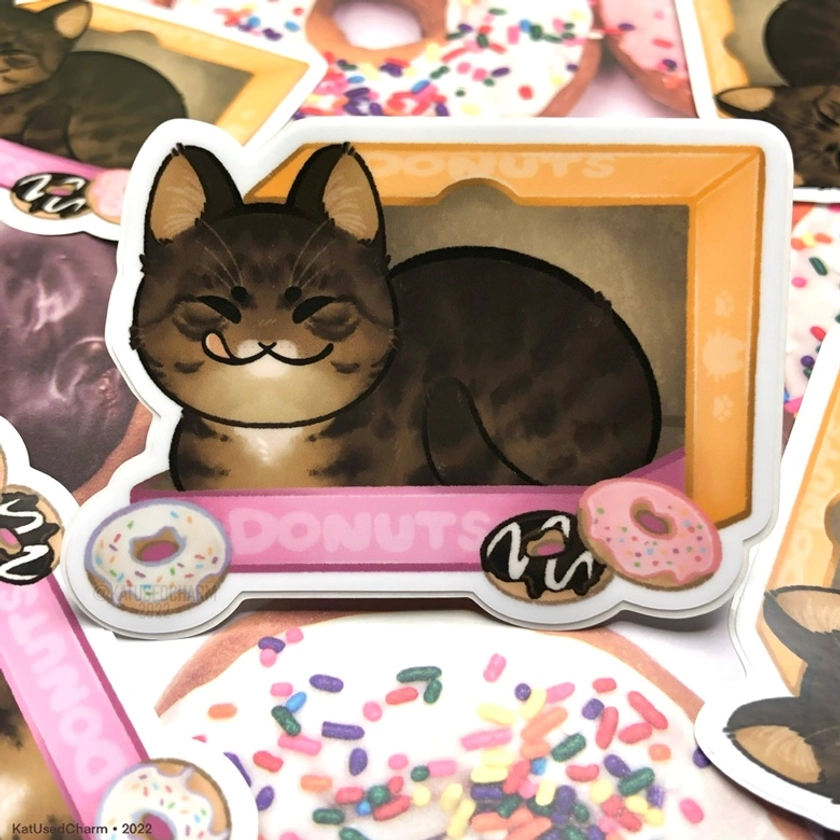Donut Cat Sticker - KAT ☕️🌿's Ko-fi Shop