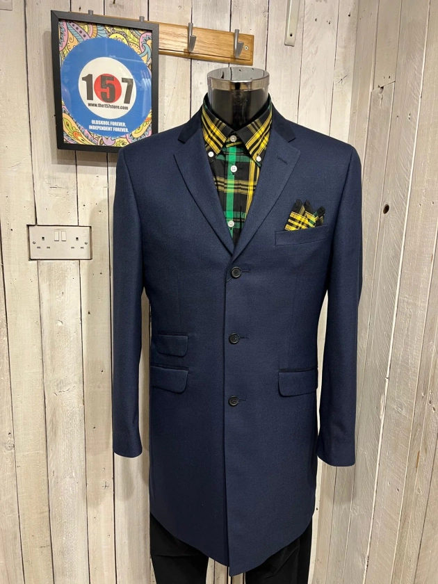 The 157 Crombie-Style Overcoat - Two Tone Navy