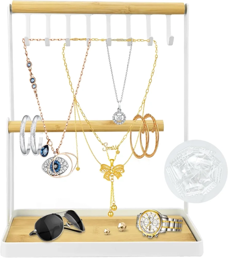 wiksite Jewellery Organiser Stand - Earring Storage, Necklace & Bracelet Holder, Ring Display - Premium Earring Holder Stand for All Accessories