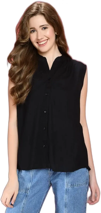 COTREL PLUS SIZE TOP CASUAL OFFICE BLACK : Amazon.in: Clothing & Accessories