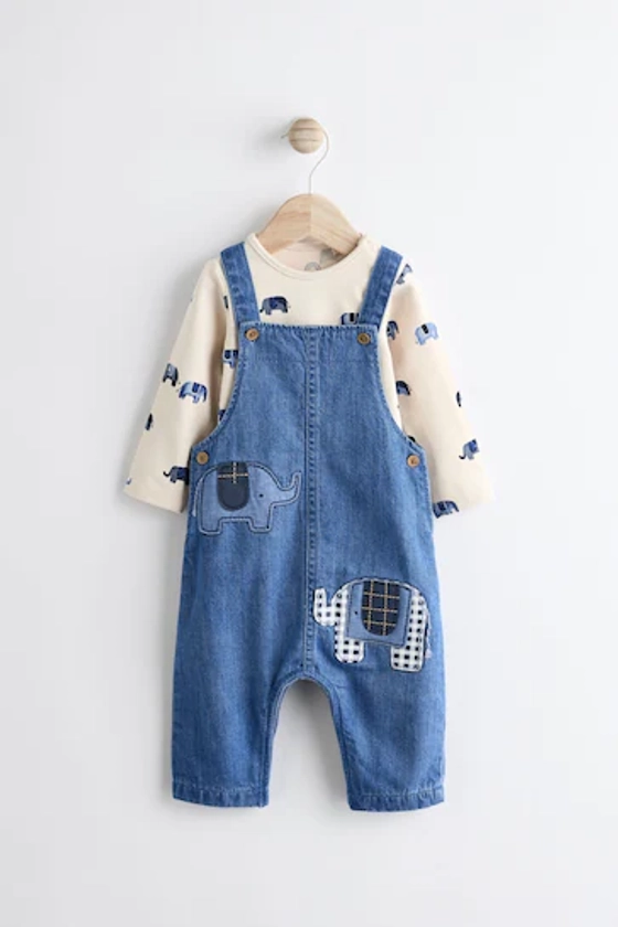 Blue Elephant Baby Denim Dungarees and Bodysuit Set (0mths-2yrs)