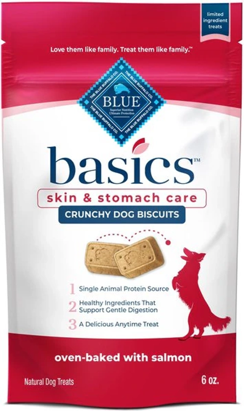 Blue Buffalo Basics Crunchy Dog Biscuits for Skin & Stomach Care Salmon & Potato Recipe Dog Treats