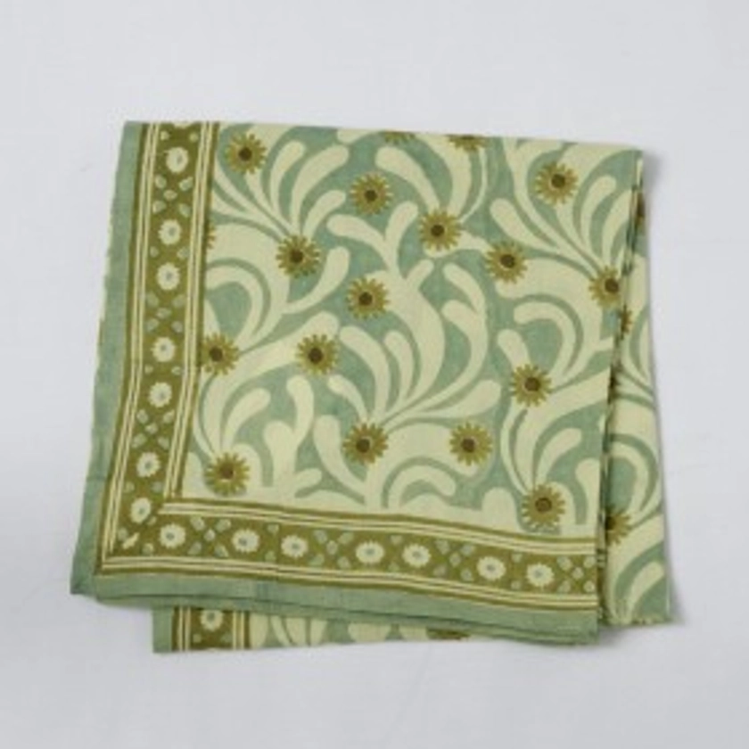 Foulard Indien - Poppies Blue Green